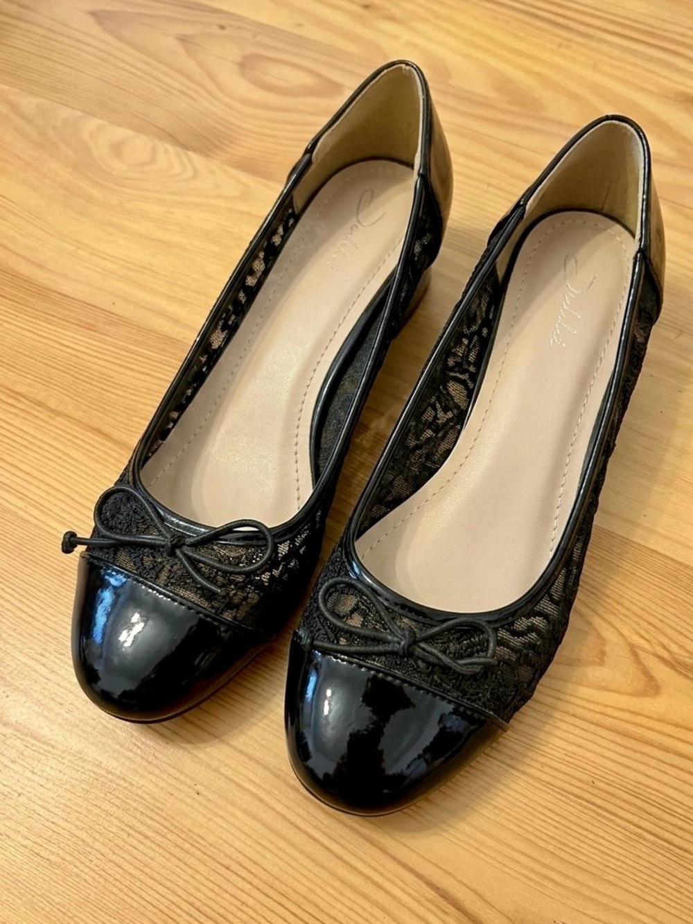 Converse Black Lace & Patent Toe Ballet Flats - Women's